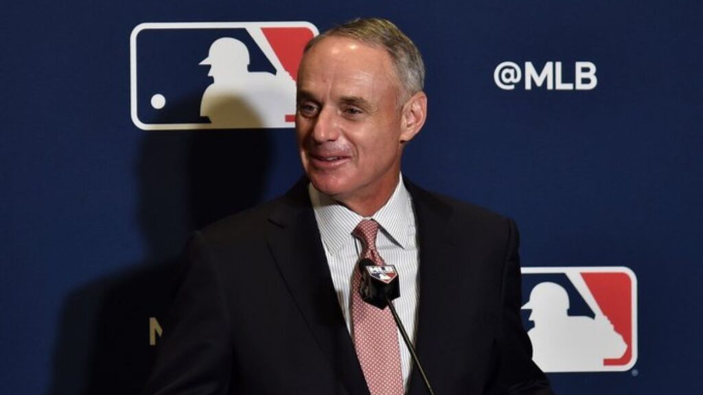 MLB Commissioner talking in front of the media