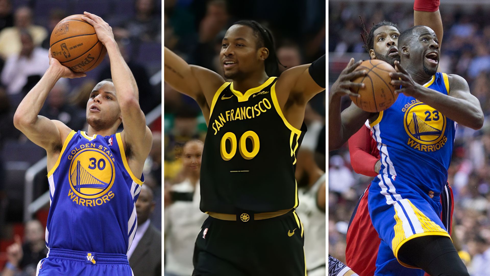 Jonathan Kuminga, Stephen Curry, Draymond Green