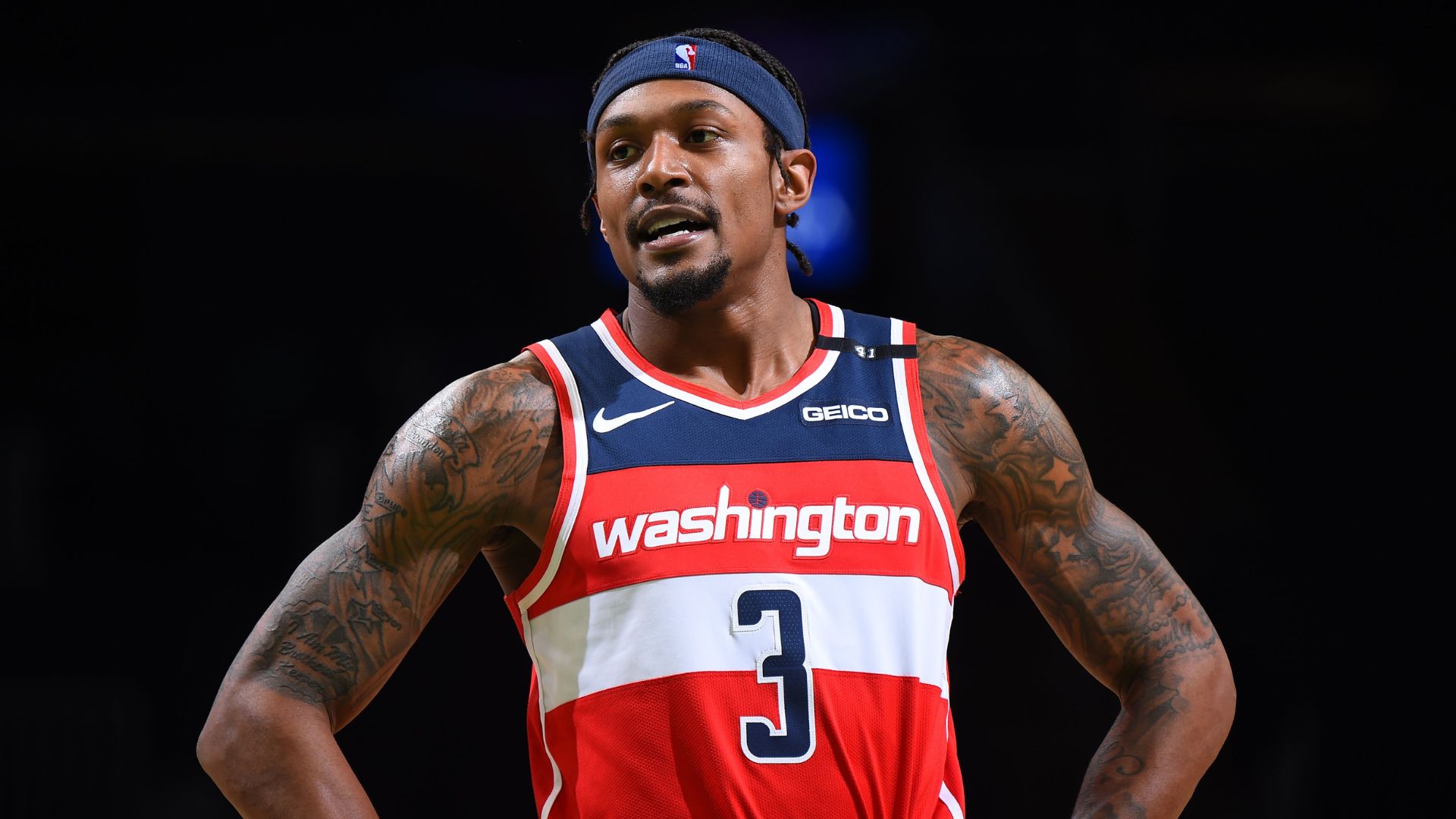 Bradley Beal with his hands on his waist.