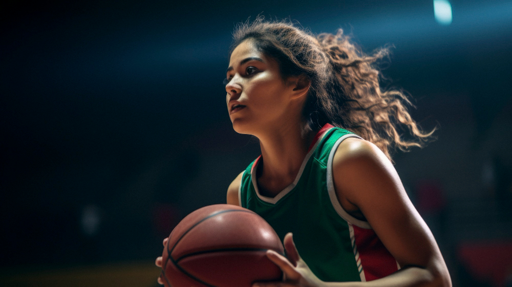 A photograph of a female basketball star